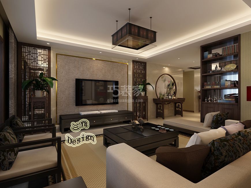 客厅-西北大学180平新中式风格设计方案