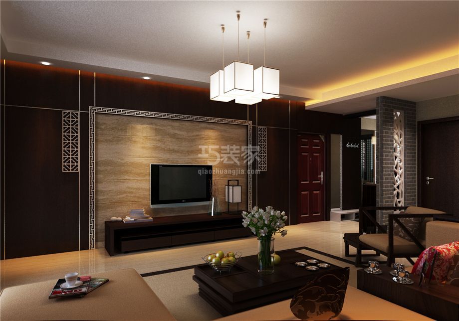 客厅-61540部队160平新中式风格设计方案