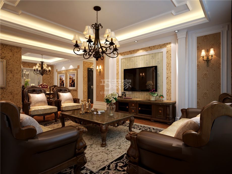 客厅-金泰假日花城150平欧式风格设计方案