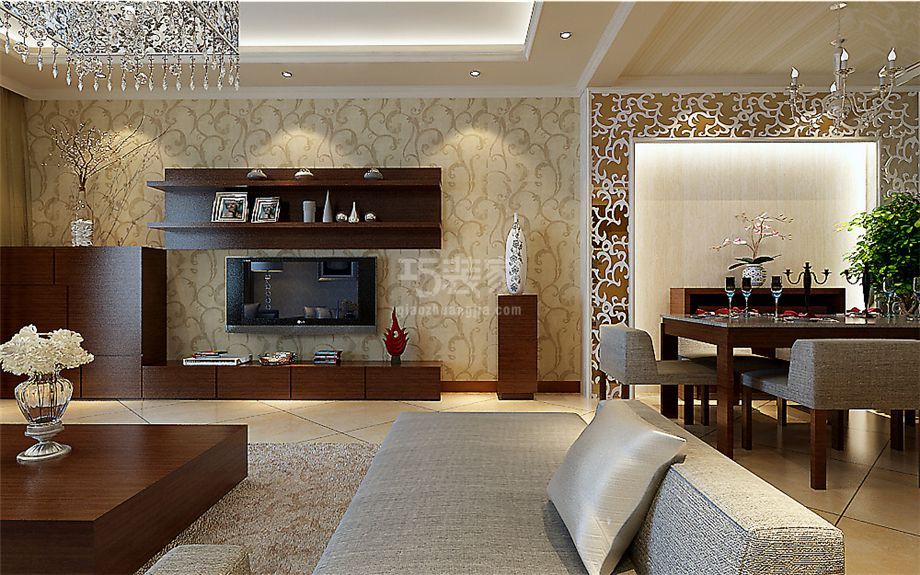 客厅-东新城市花园130平混搭风格设计方案