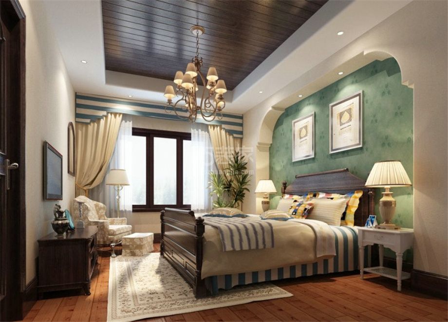卧室-金辉天鹅湾120平地中海风格设计方案