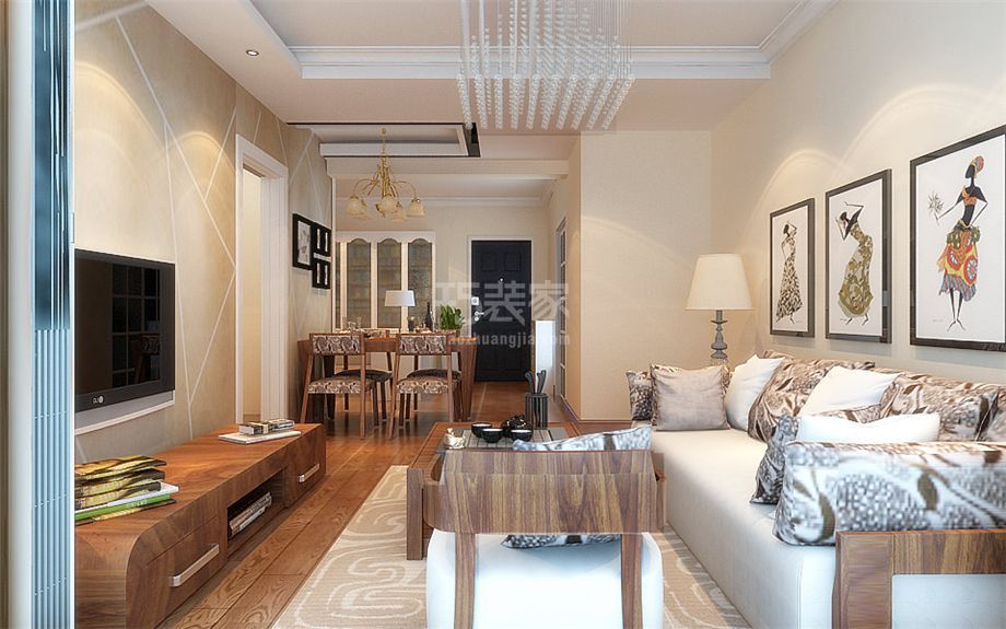 客厅-金泰新理城98平简约风格设计方案