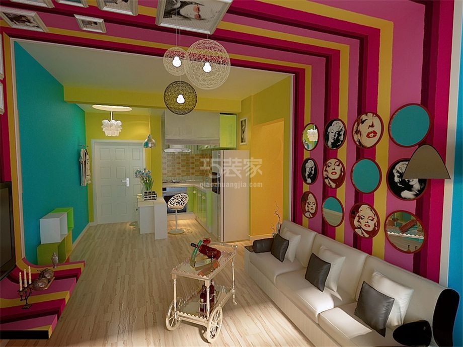 公园壹品50平混搭风格设计方案