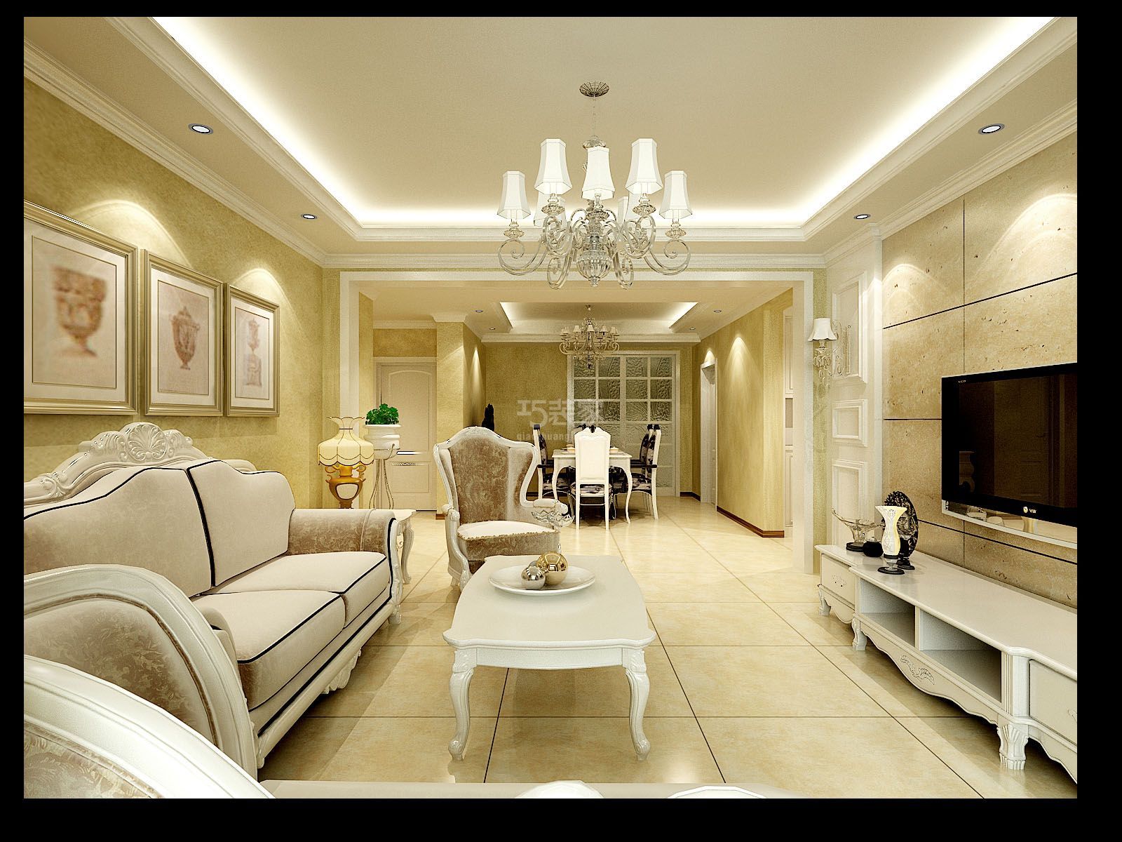 -龙湖香醍国际140平米简欧风格设计方案