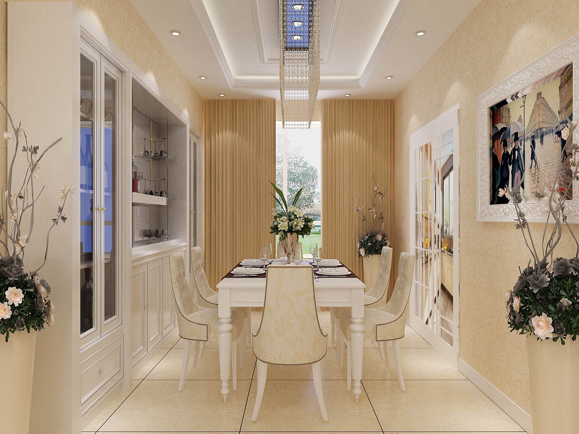 天朗蓝湖树145平三居室简欧风格方案