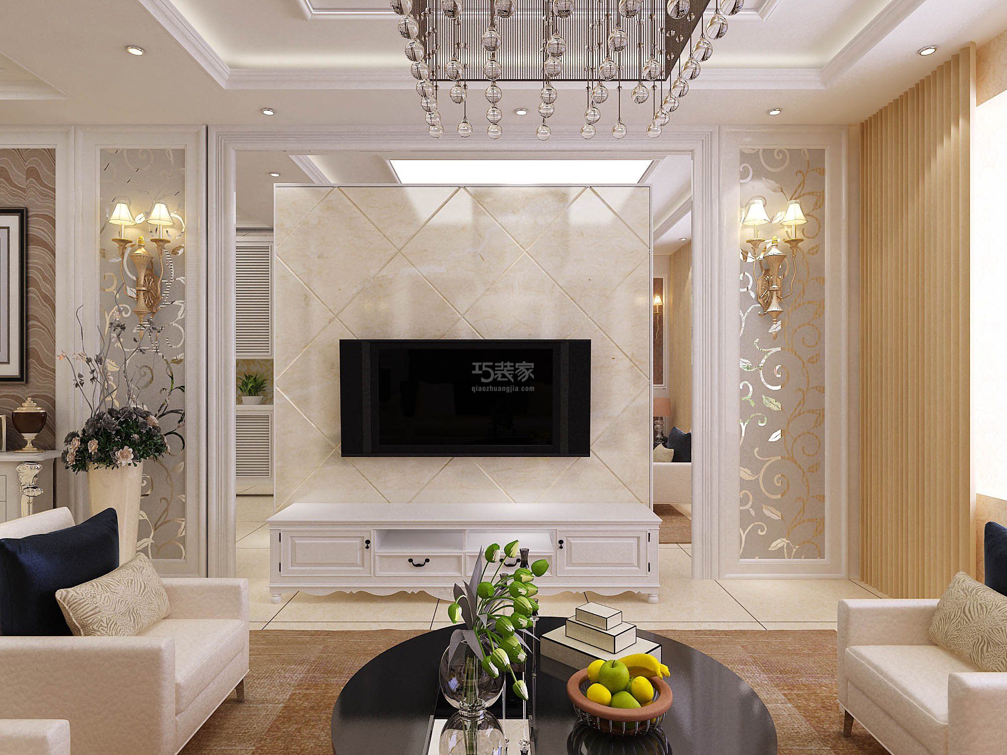 天朗蓝湖树145平三居室简欧风格方案