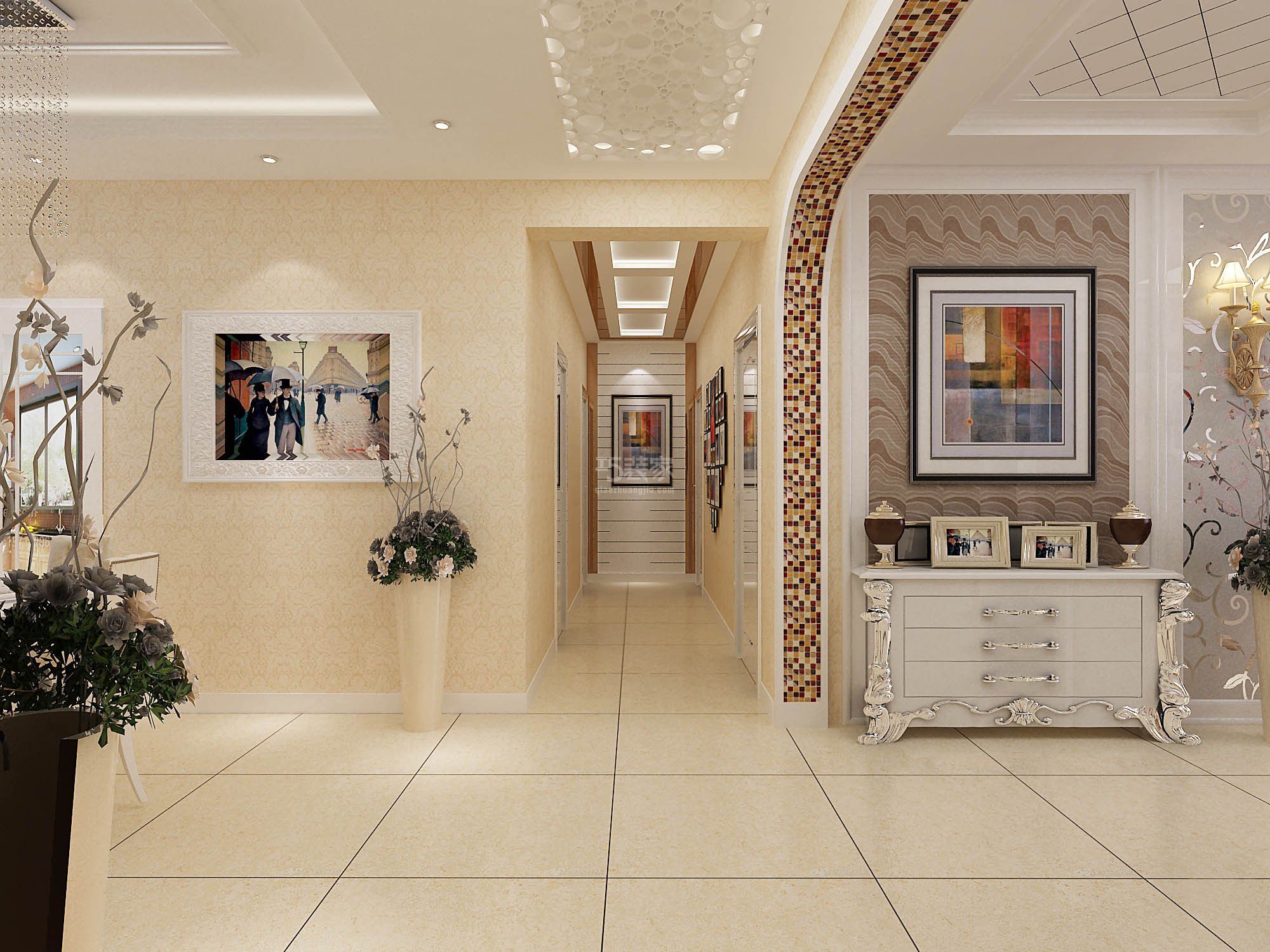 天朗蓝湖树145平三居室简欧风格方案