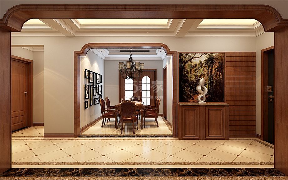 兰亭坊小区147平美式乡村风格设计方案