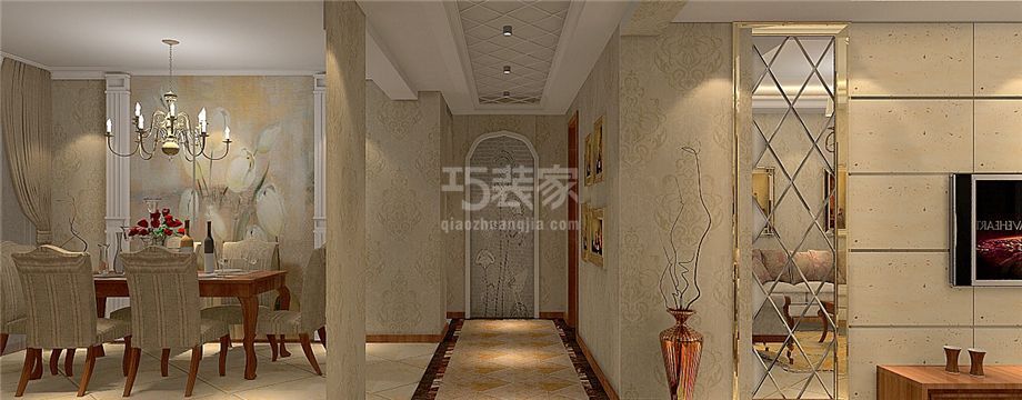 山水岭秀120平简欧风格设计方案