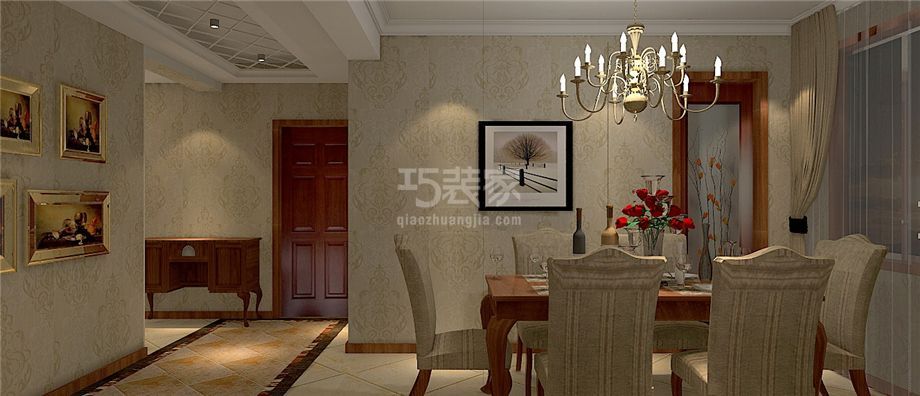 山水岭秀120平简欧风格设计方案