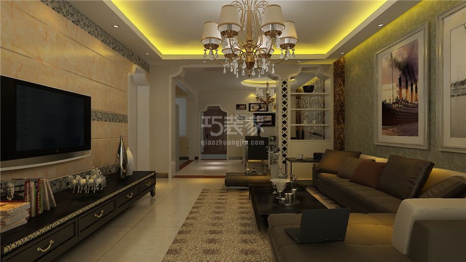 枫林绿洲120平简欧风格设计方案