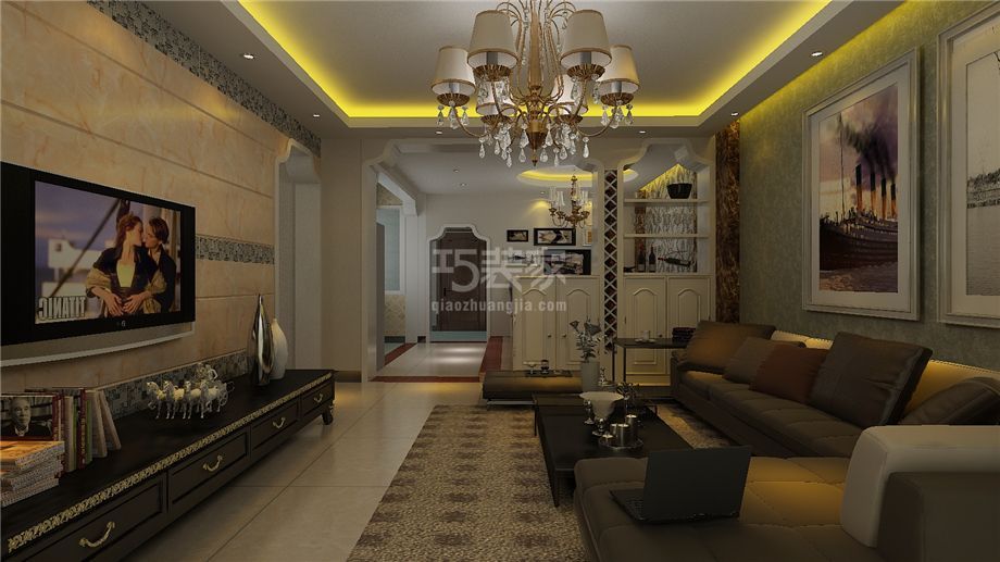 枫林绿洲120平简欧风格设计方案