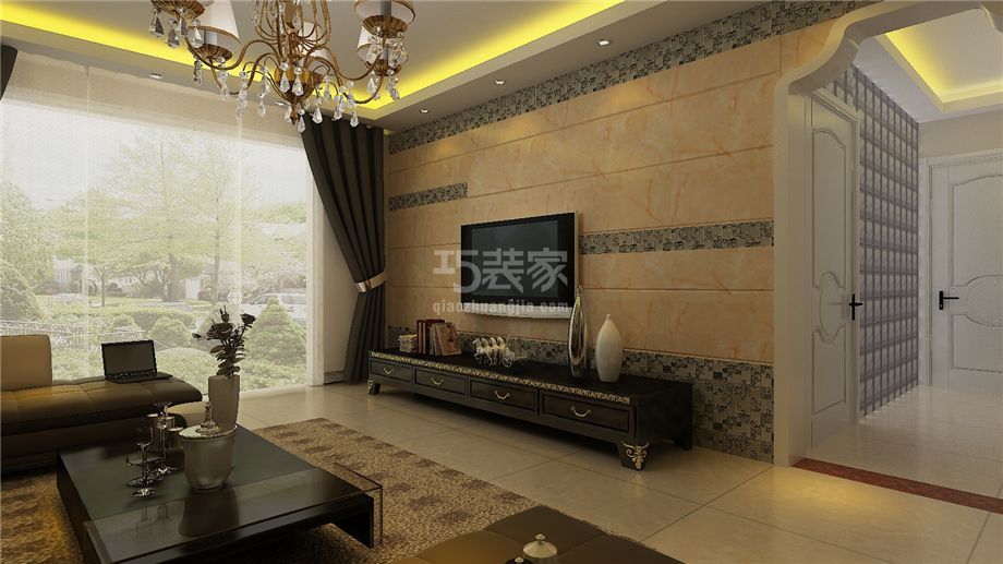 枫林绿洲120平简欧风格设计方案