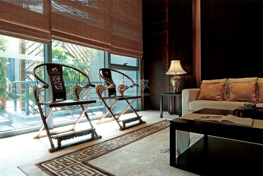 客厅-高新绿地160平中式风格设计案例