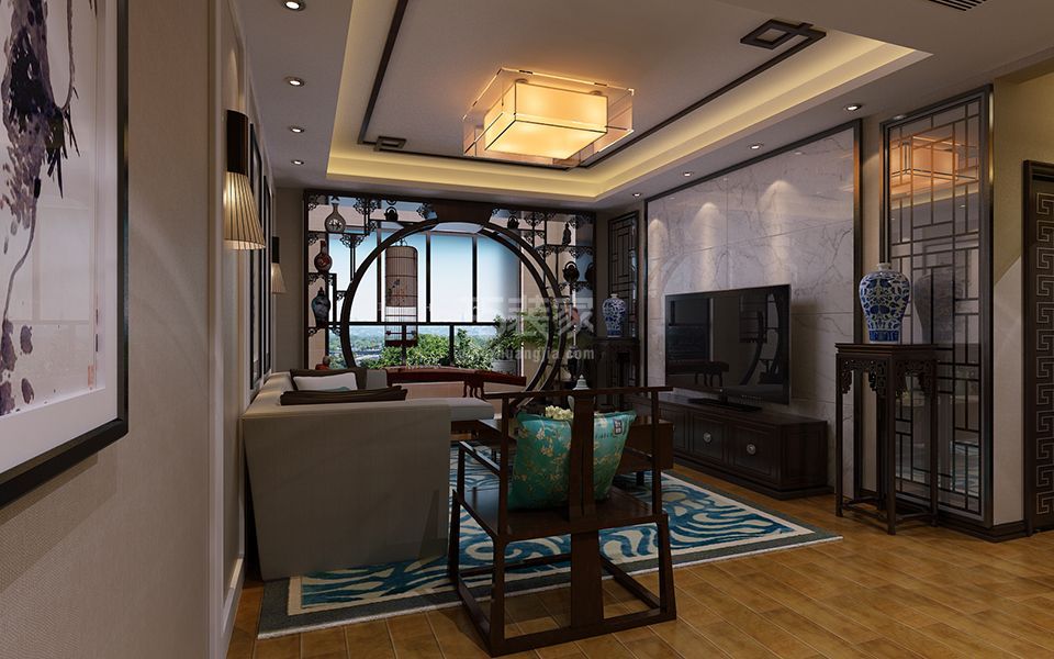 -纽约城103平米中式风格设计方案