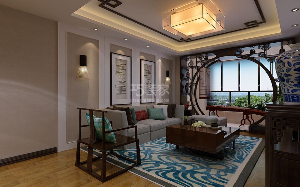 -纽约城103平米中式风格设计方案