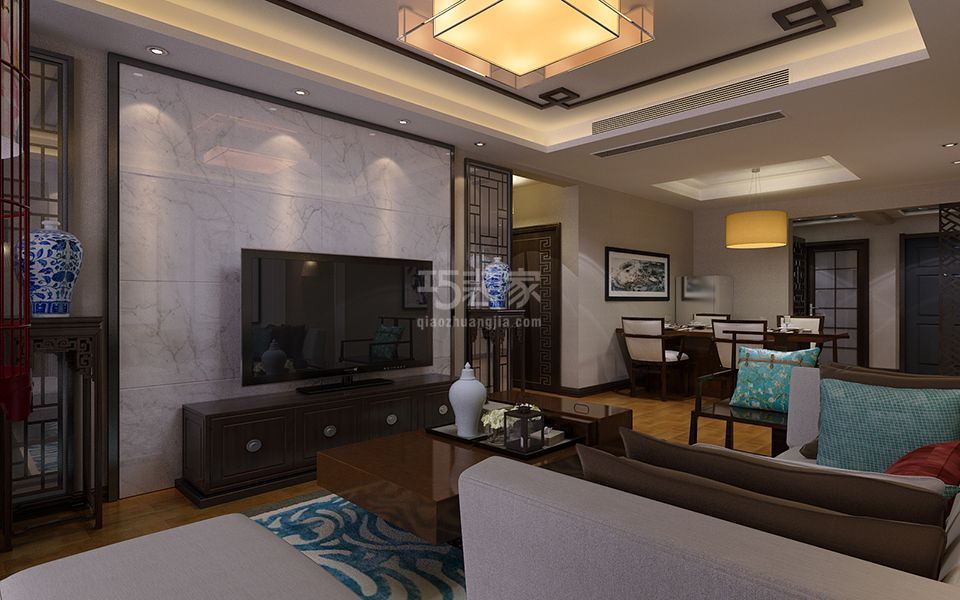 -纽约城103平米中式风格设计方案