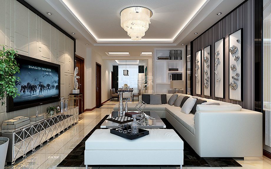 客厅-二炮工程大学140平现代简约风格设计方案