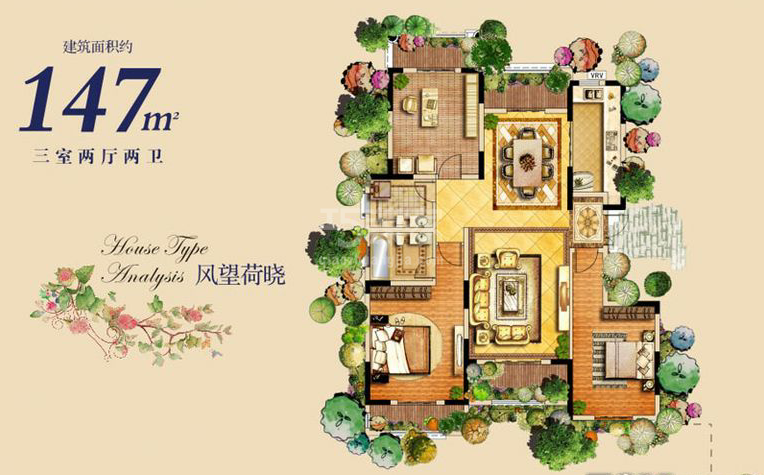 龙湖花千树/147平米/欧式风格
