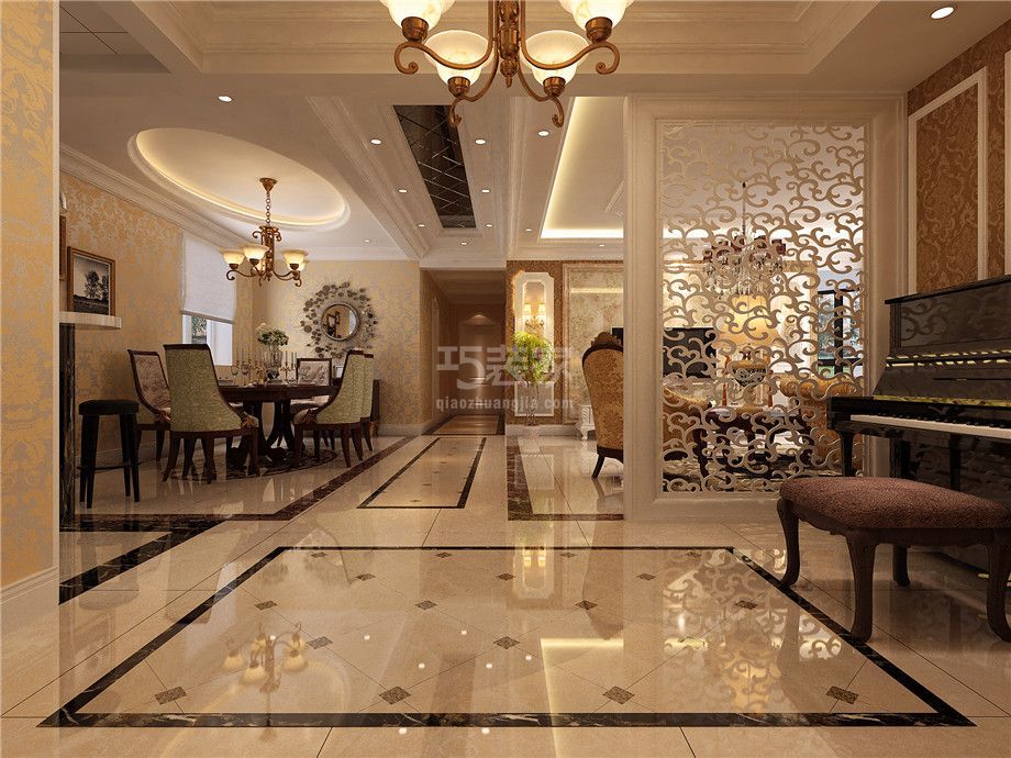 -曲江亮丽家园135平欧式风格设计方案