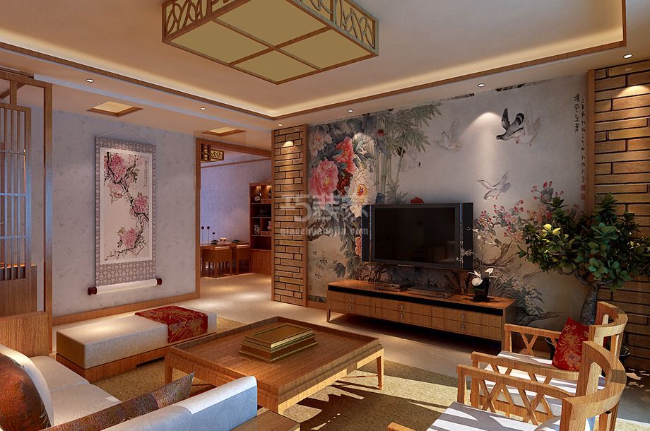 客厅-奥林匹克花园130平米新中式风格