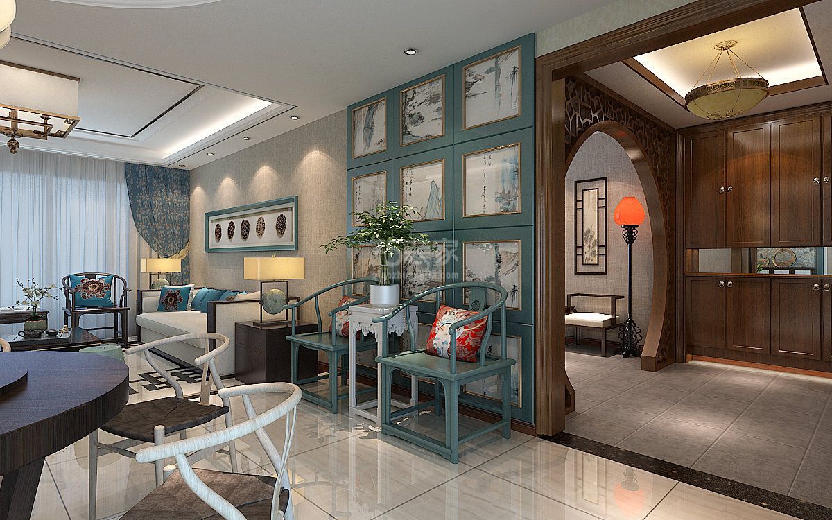 -亮丽家园140平米新中式设计方案